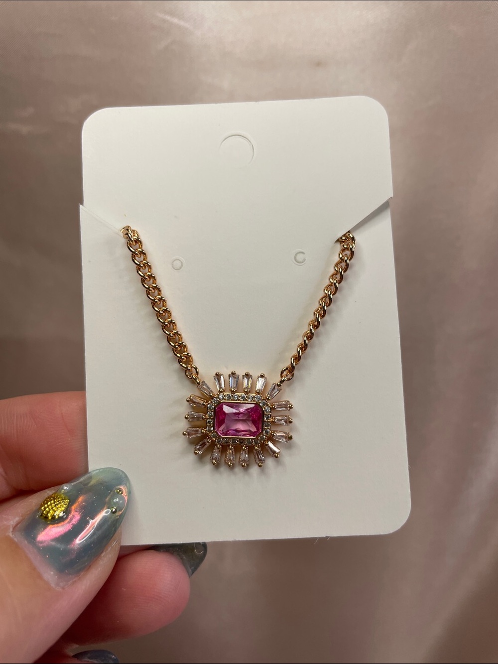 Bomb Party "Sunburst Of Sparkle" RBP6684 Pink Corundum on Rose Gold $144 MSRP